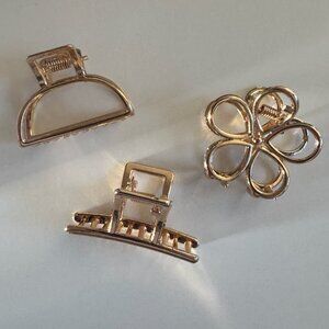 Three Gold Hair Clips
